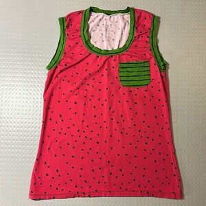 Watermelon motif tunic style sleeveless shirt by ewe leave me in stitches size L